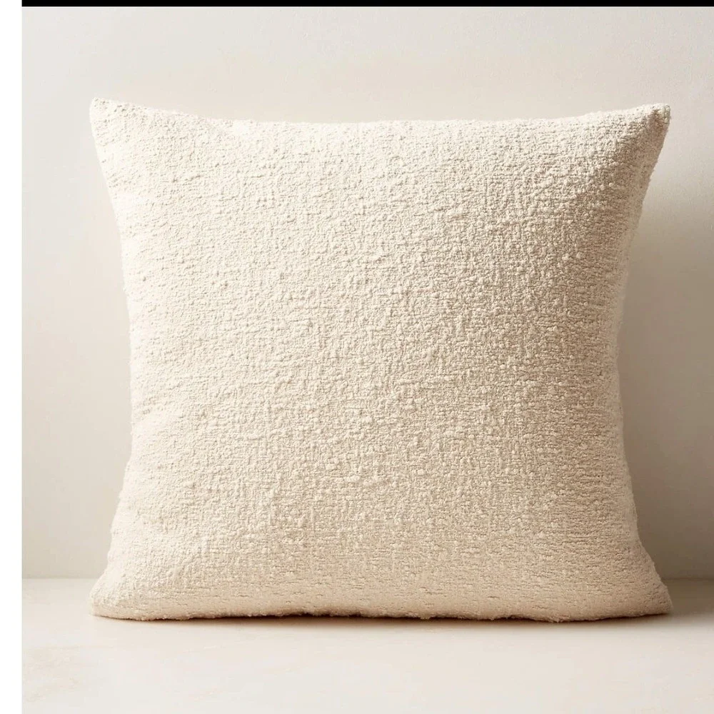 CB2 Ivory Bouclé Throw Pillow and insert 23x23 Organic Cotton Textured Modern